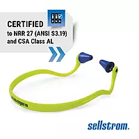 Sellstrom Reusable Banded Ear Plugs, Hearing Protection for Work, 25dB NRR, Hi-Viz Green/Blue, S23430, 1 Count (Pack of 2)