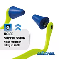 Sellstrom Reusable Banded Ear Plugs, Hearing Protection for Work, 25dB NRR, Hi-Viz Green/Blue, S23430, 1 Count (Pack of 2)