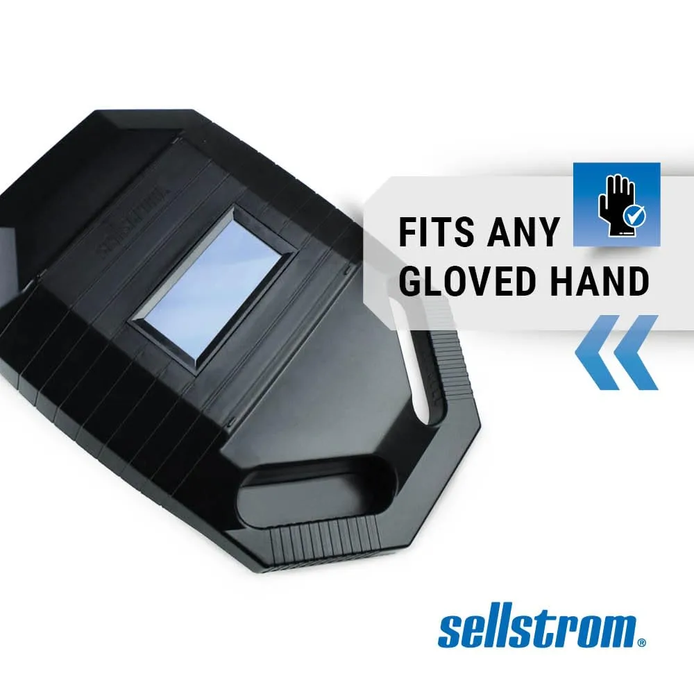 Sellstrom Lightweight, Heat Resistant Hand Held Iron Mask Welding Shield, 2" x 4.25" Shade 10 IR Plate, HDPE, Black Shield
