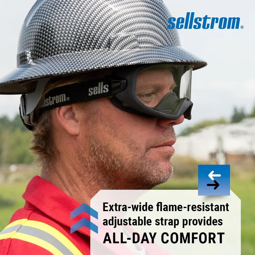 SELLSTROM Odyssey II Wildland Fire Safety Goggles - Anti-Fog, Anti-Scratch Eye Protection, FR Strap, Fits Over Glasses