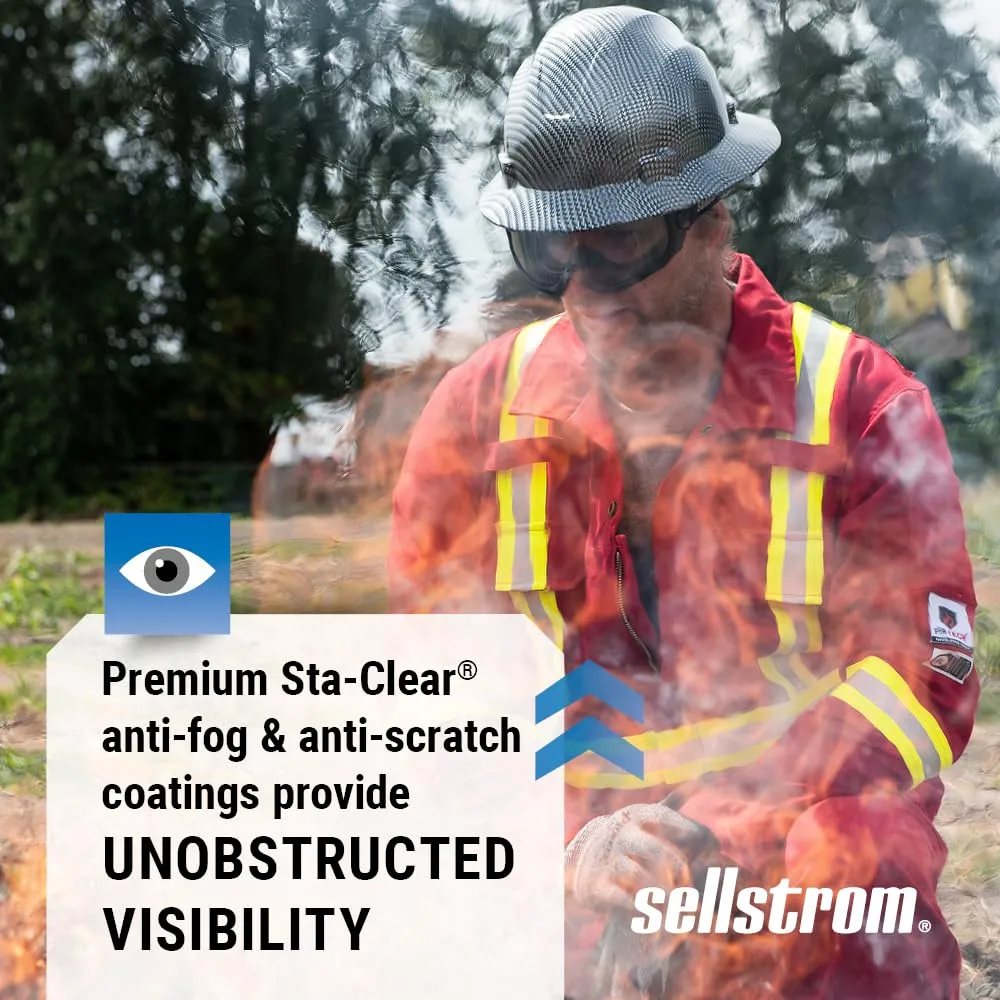 SELLSTROM Odyssey II Wildland Fire Safety Goggles - Anti-Fog, Anti-Scratch Eye Protection, FR Strap, Fits Over Glasses