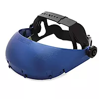 Sellstrom Single Crown Safety Face Shield with Ratchet Headgear (Window Not Included), Plastic, Blue