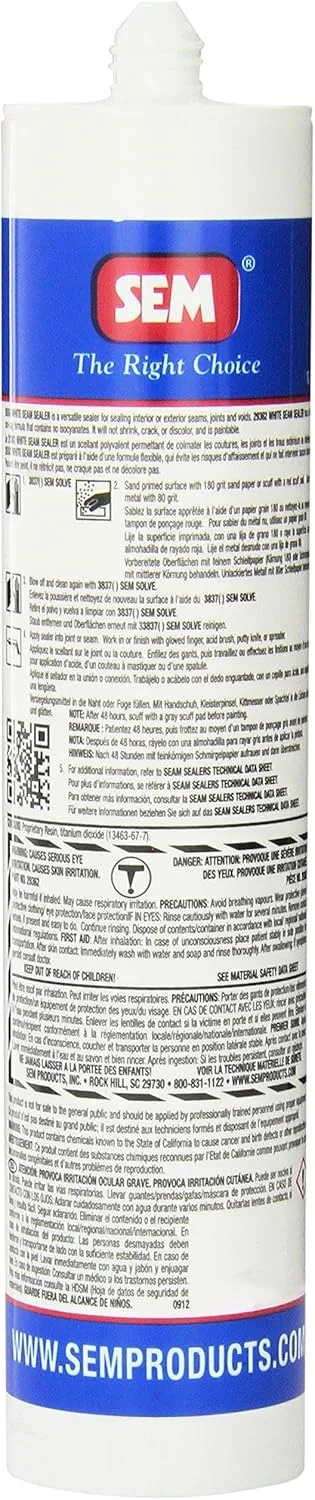 SEM 29362 White Seam Sealer - 10.1 fl. oz.