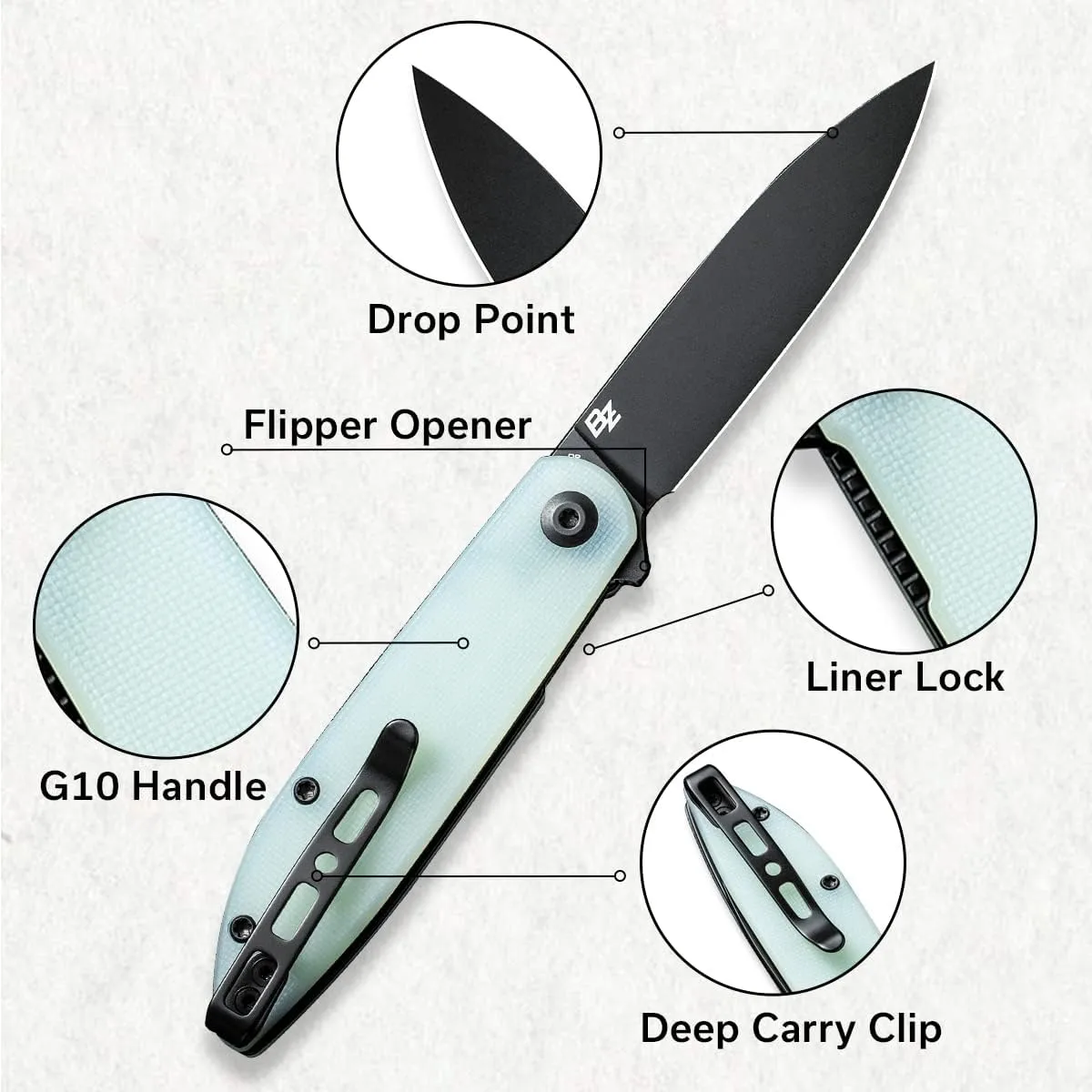 SENCUT Bocll II Pocket Folding Knife - D2 Drop Point, G10 Handle