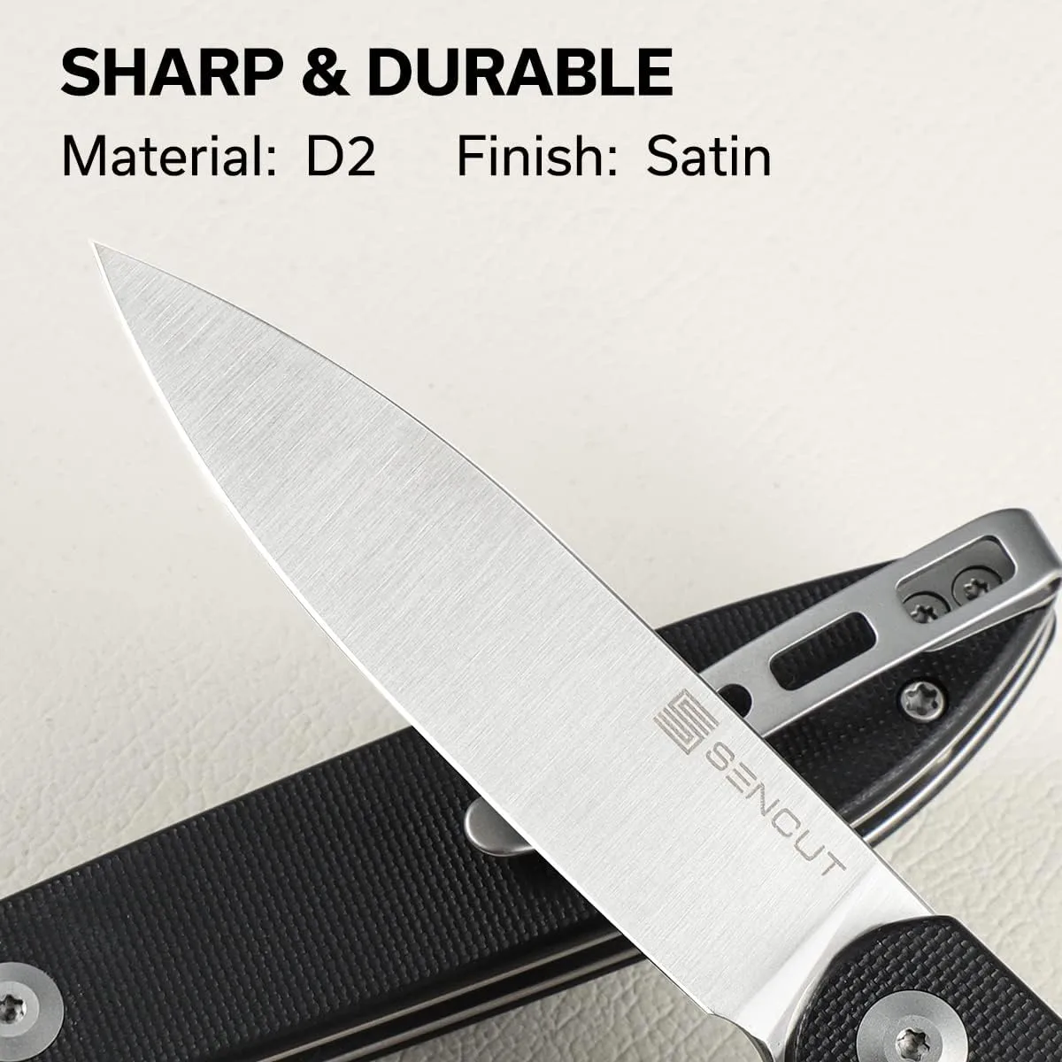 SENCUT Bocll II Pocket Folding Knife - D2 Drop Point, G10 Handle