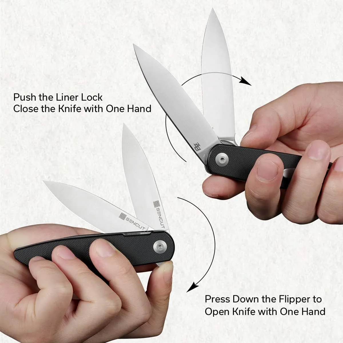SENCUT Bocll II Pocket Folding Knife - D2 Drop Point, G10 Handle