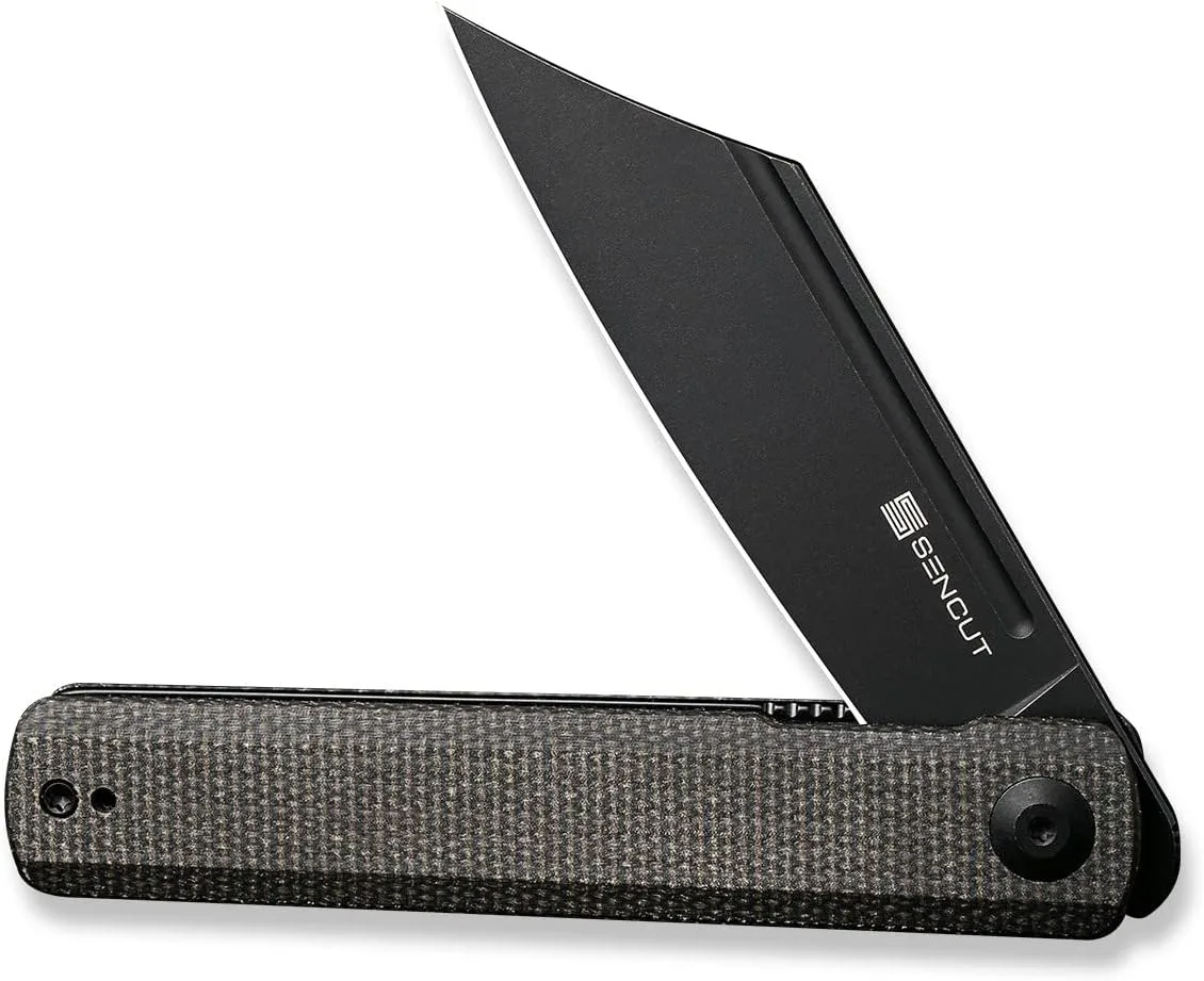 SENCUT Bronte Folding Pocket Knife with Front Flipper, 3.38 Inch 9Cr18MoV Reverse Tanto Blade