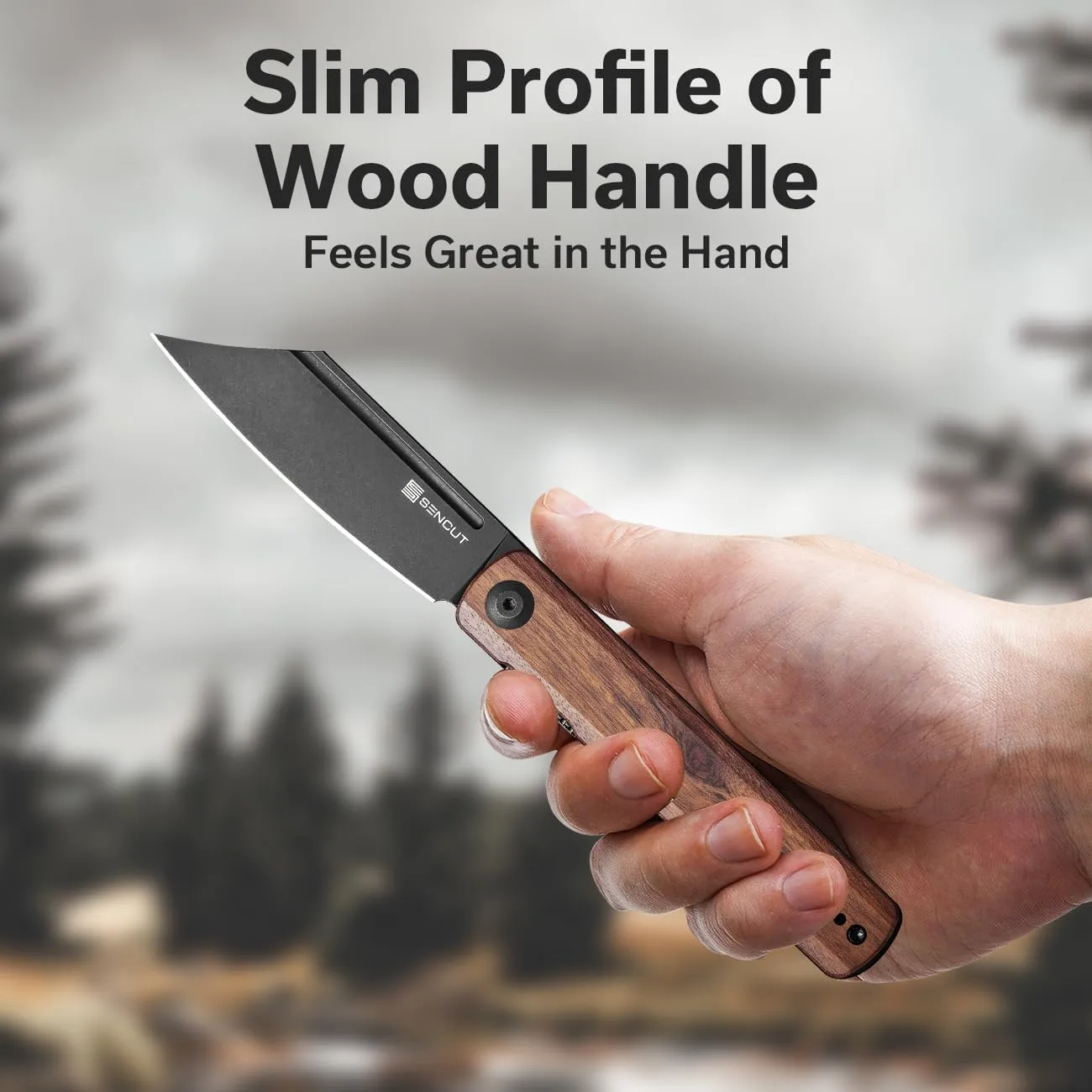 SENCUT Bronte Folding Pocket Knife with Front Flipper, 3.38 Inch 9Cr18MoV Reverse Tanto Blade