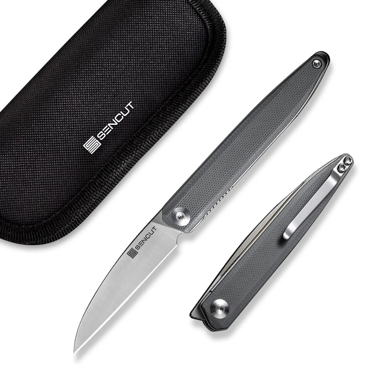 SENCUT Jubil Folding Pocket Knife D2 Wharncliffe, G10 Handle, Front Flipper