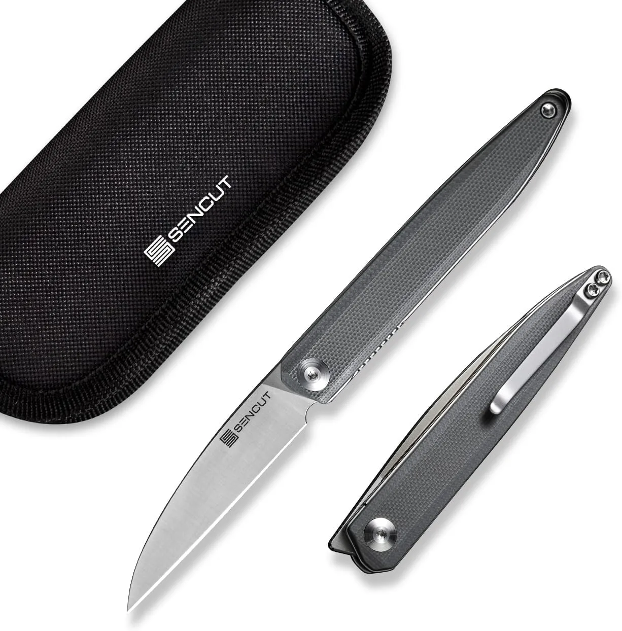 SENCUT Jubil Folding Pocket Knife D2 Wharncliffe, G10 Handle, Front Flipper