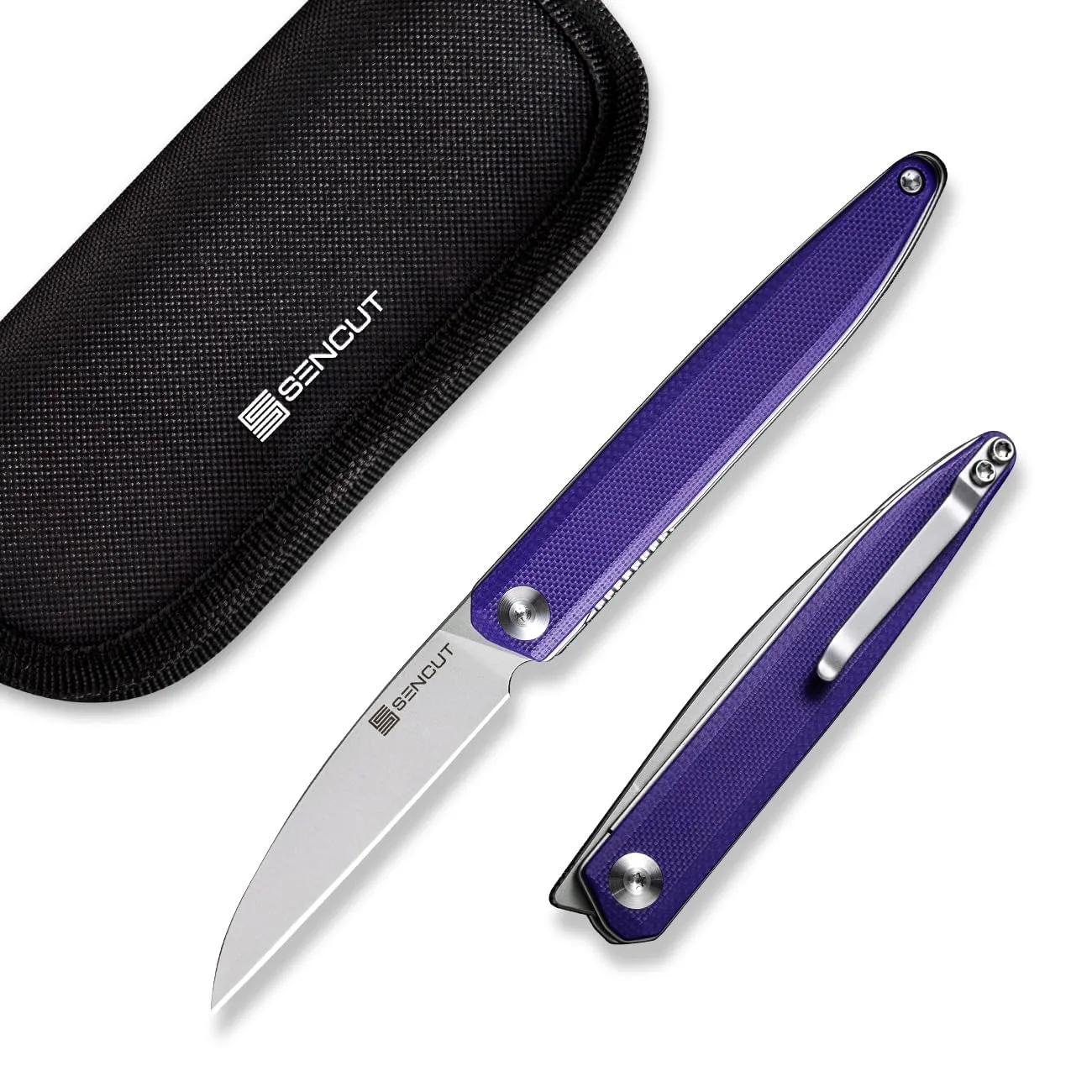 SENCUT Jubil Folding Pocket Knife D2 Wharncliffe, G10 Handle, Front Flipper