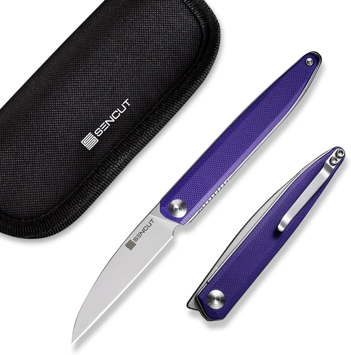 SENCUT Jubil Folding Pocket Knife D2 Wharncliffe, G10 Handle, Front Flipper