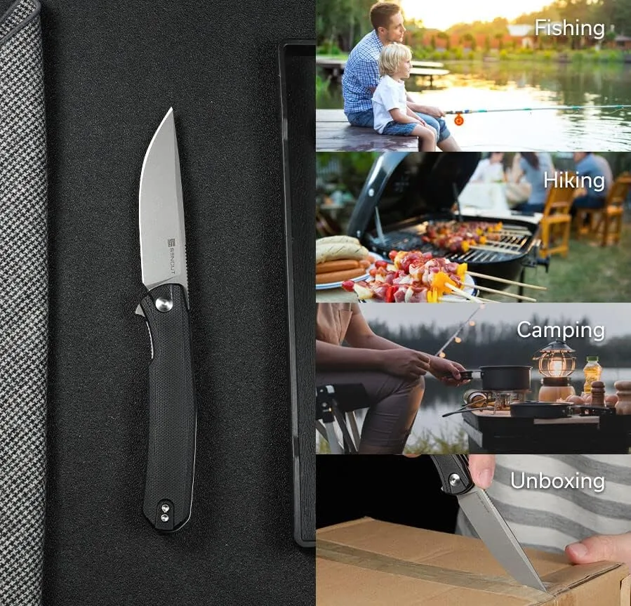 SENCUT Scitus Pocket Folding Knife for EDC, Design by Ostap Hel, Liner Lock Knife with Deep Carry Clip