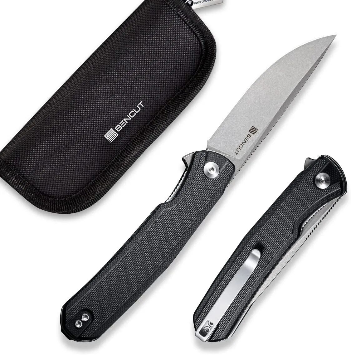 SENCUT Scitus Pocket Folding Knife for EDC, Design by Ostap Hel, Liner Lock Knife with Deep Carry Clip