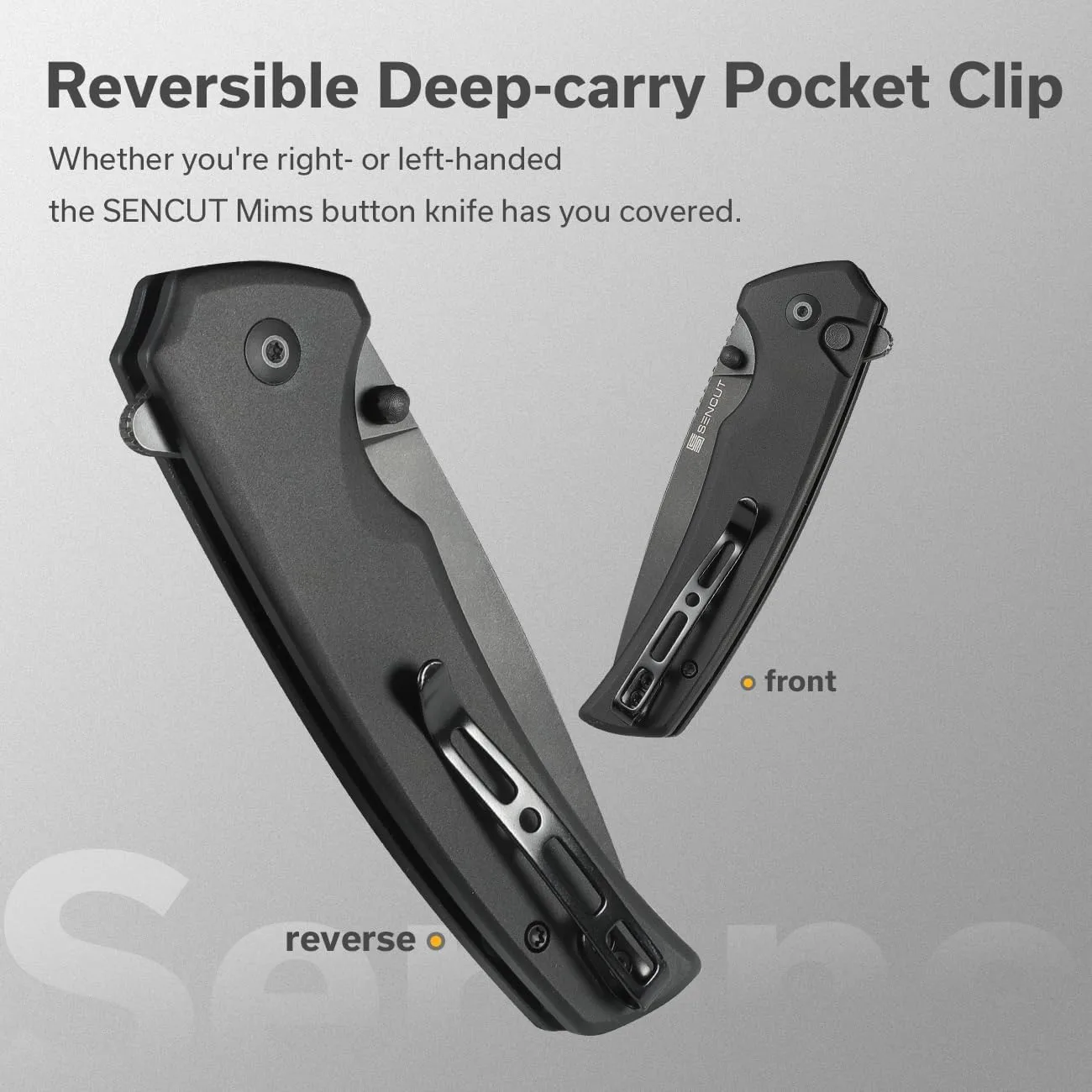 SENCUT Serene Button Lock Folding Pocket Knife with 3.48" D2 Stonewashed Blade, Aluminum Handle, Thumb Stud & Flipper