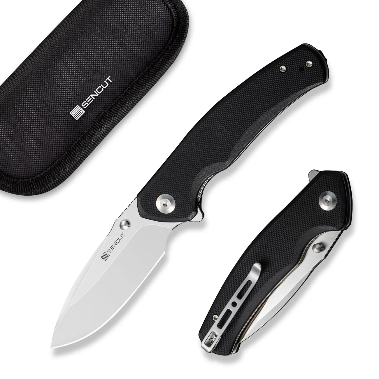 SENCUT Slashkin Folding Pocket Knife, Thumb-Stud & Flipper Opener