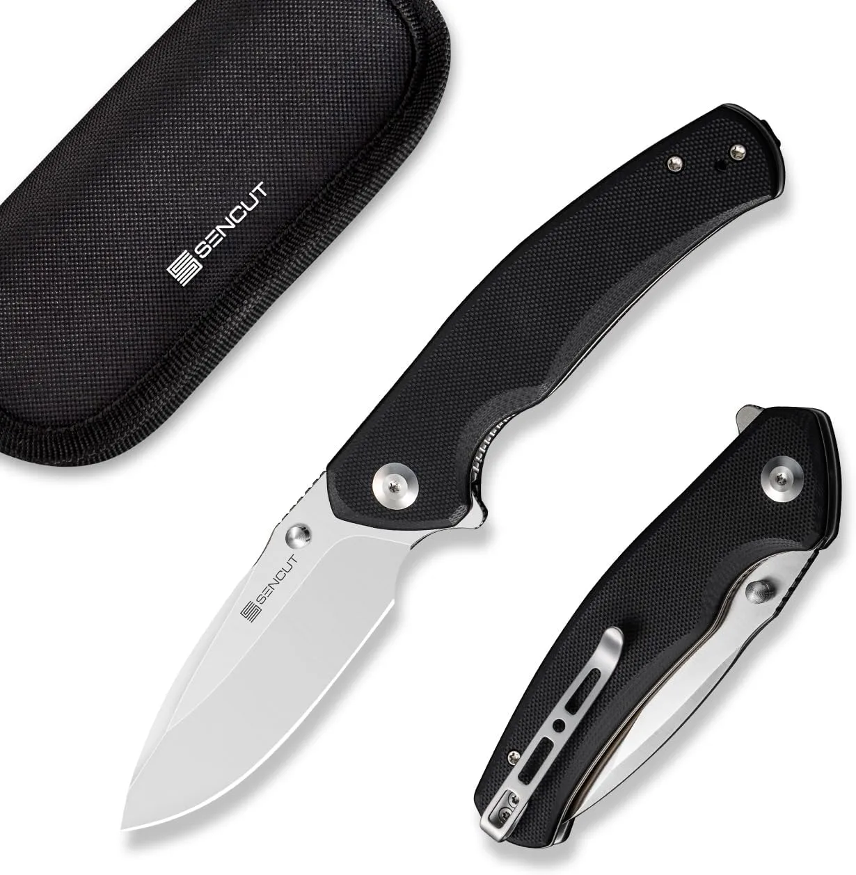 SENCUT Slashkin Folding Pocket Knife, Thumb-Stud & Flipper Opener