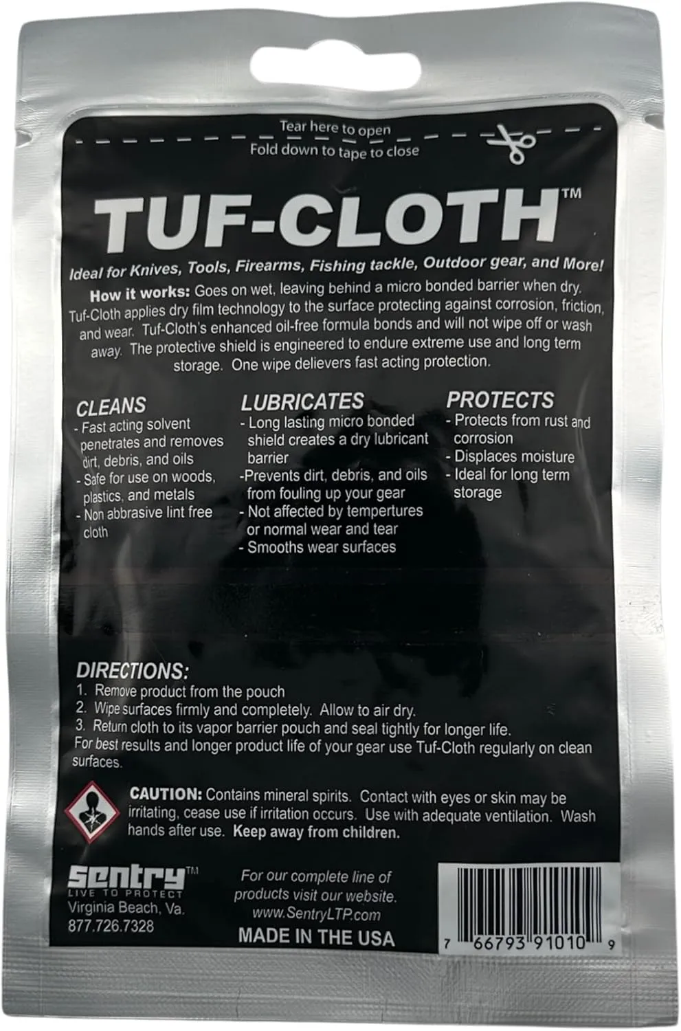 Sentry Solutions Tuf-Glide Dry Lube Gun Knife CLP Cloth Pouch