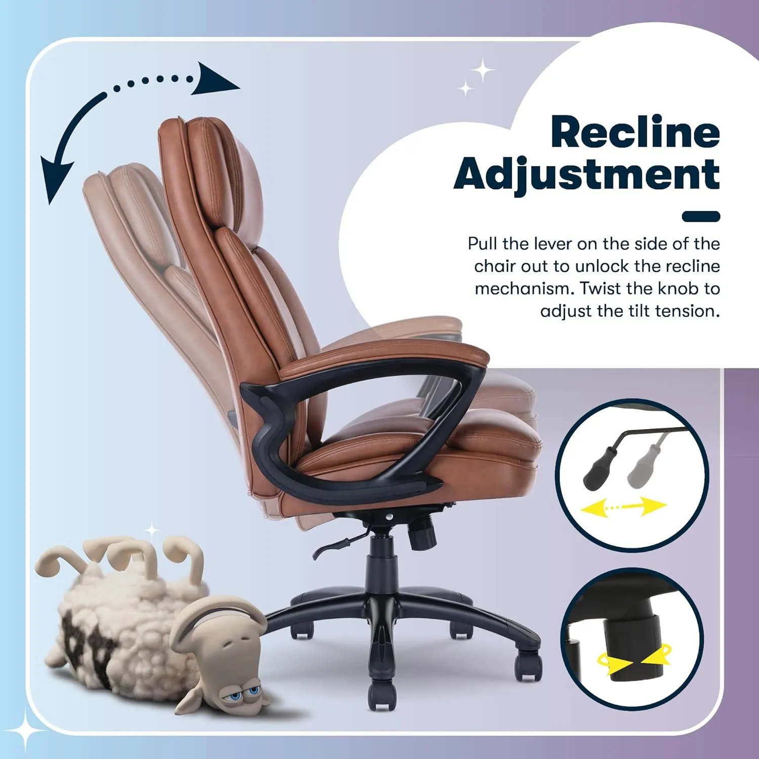 Serta Fairbanks Big & Tall Executive Office Chair, Ergonomic Comfy High-Back ComputerChairs with Lumbar Support