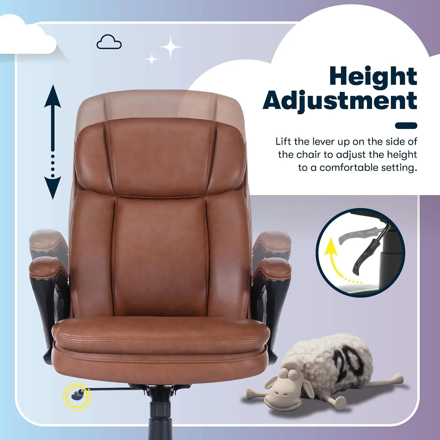 Serta Fairbanks Big & Tall Executive Office Chair, Ergonomic Comfy High-Back ComputerChairs with Lumbar Support