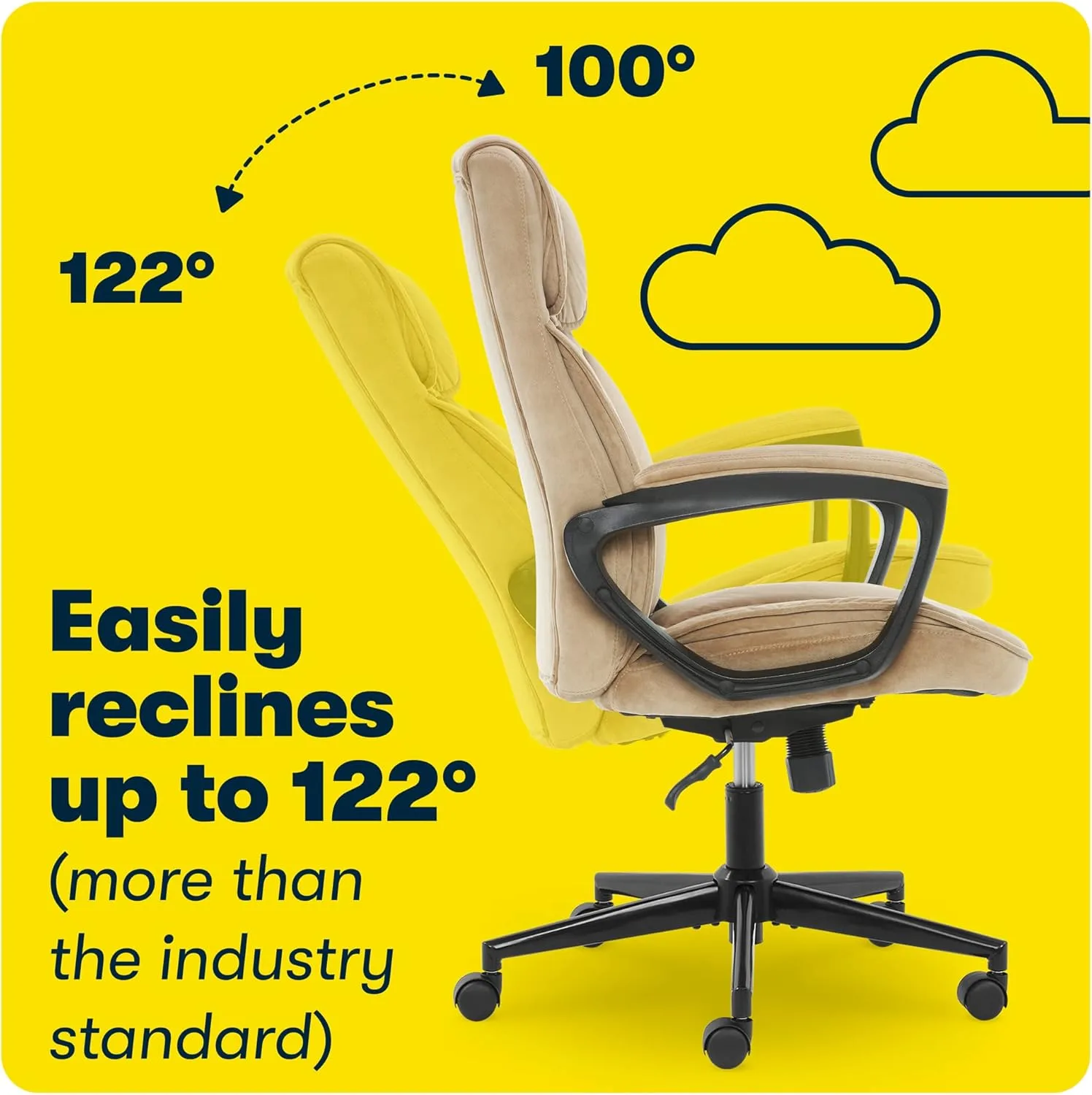 Serta Hannah Executive Home Office Desk Chair, Ergonomic Mid-Back with Lumbar Support, Firm Seat Cushion