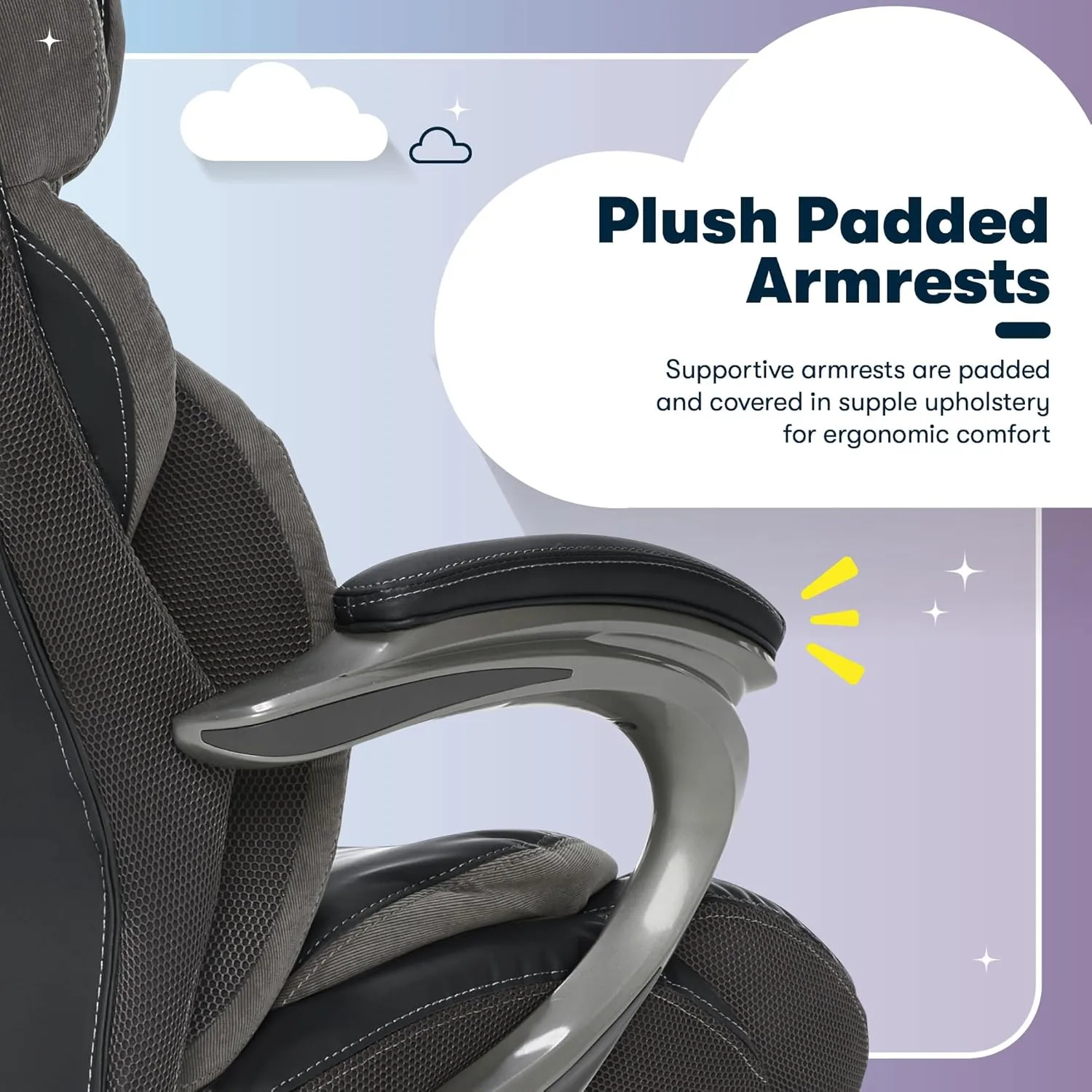 Serta Jackson Big and Tall Executive Home Office Chair with Smart Layers Technology, Wide Seat Cushion