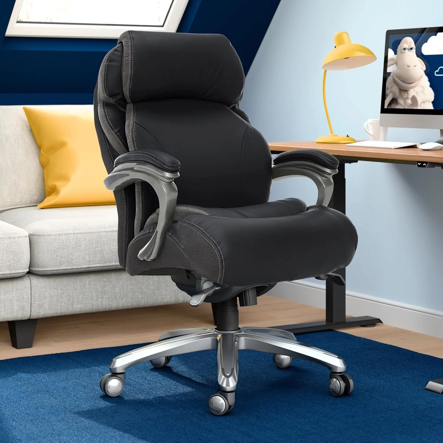 Serta Jackson Big and Tall Executive Home Office Chair with Smart Layers Technology, Wide Seat Cushion