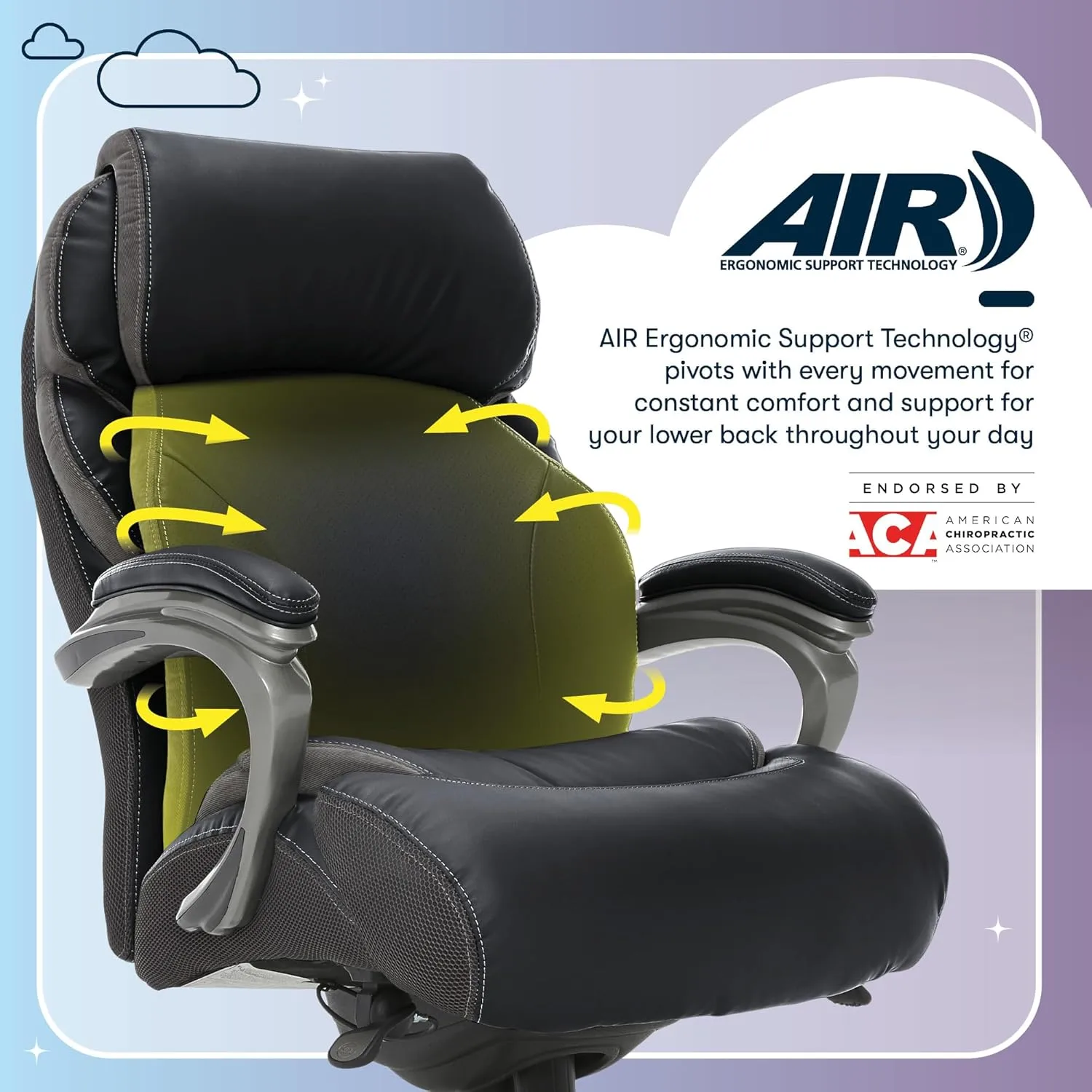 Serta Jackson Big and Tall Executive Home Office Chair with Smart Layers Technology, Wide Seat Cushion