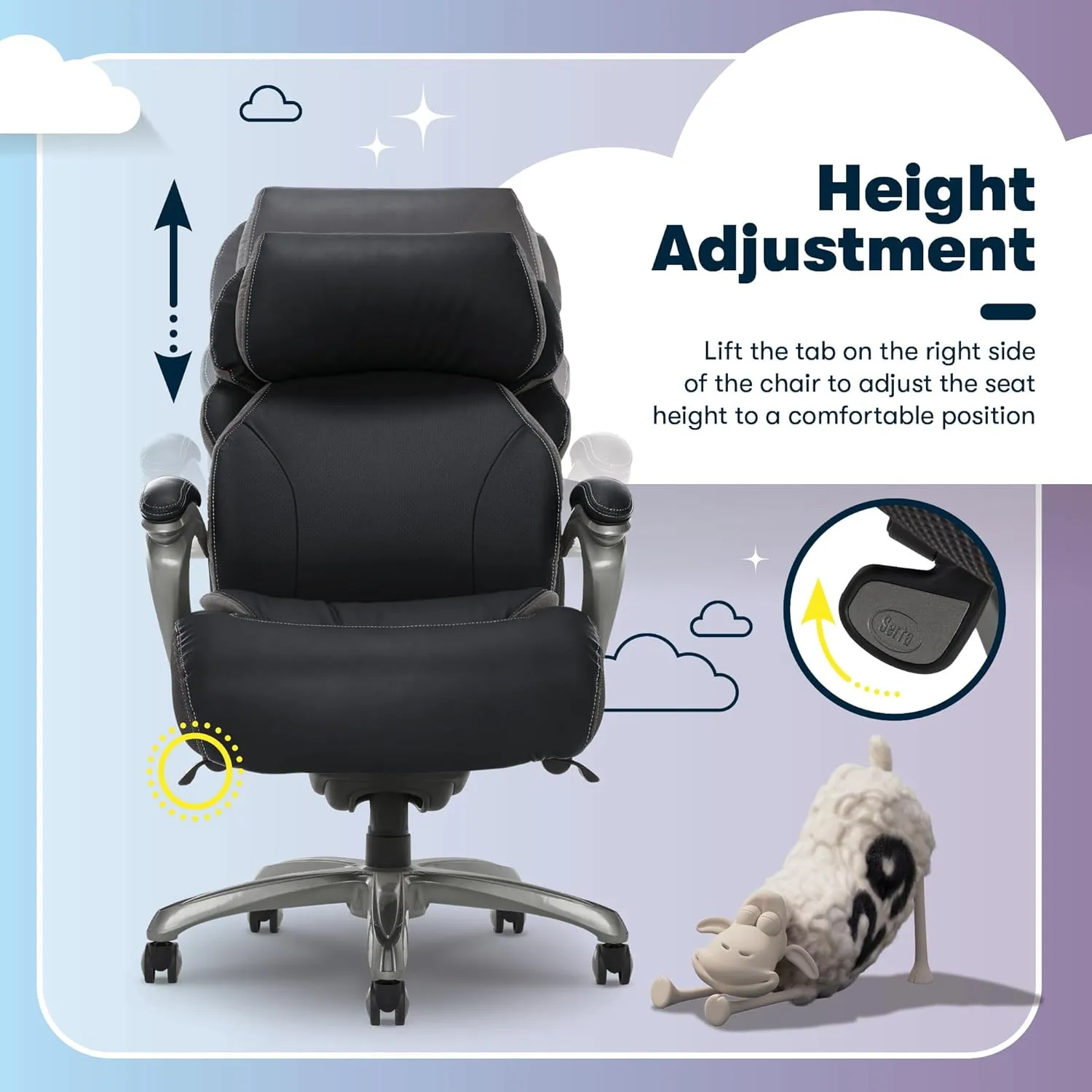 Serta Jackson Big and Tall Executive Home Office Chair with Smart Layers Technology, Wide Seat Cushion