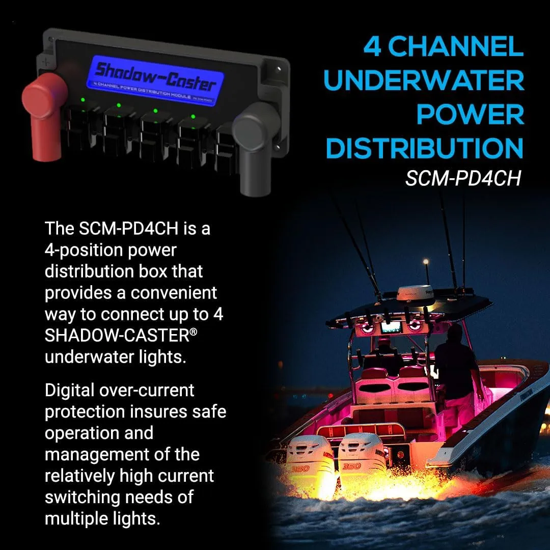 Shadow-Caster 4 Channel Underwater Power Distribution Box (SCM-PD4CH) - IP67, 12/24V, 10A/Channel