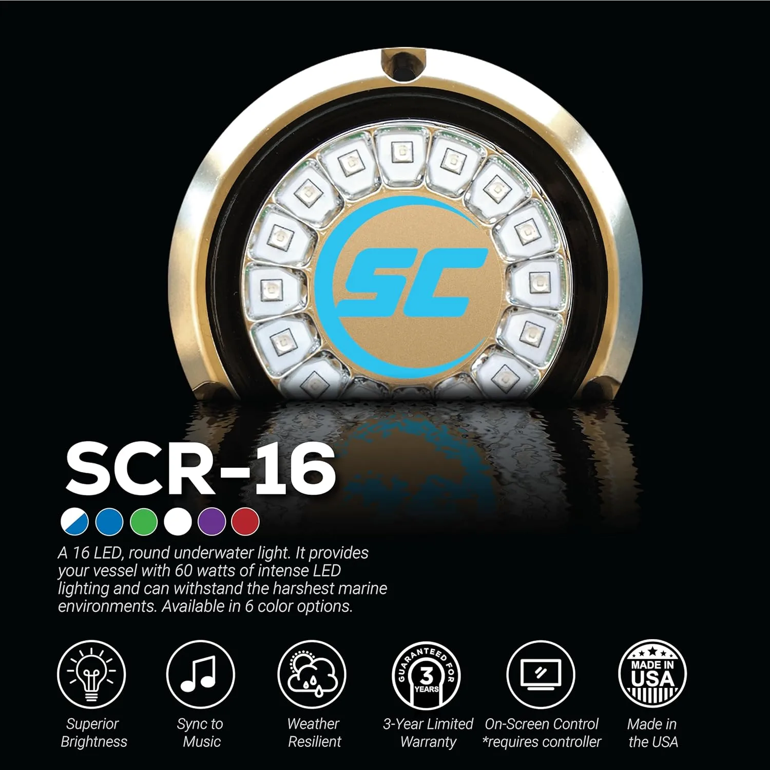 SHADOW-CASTER SCR-16 Surface Mount Underwater LED Light