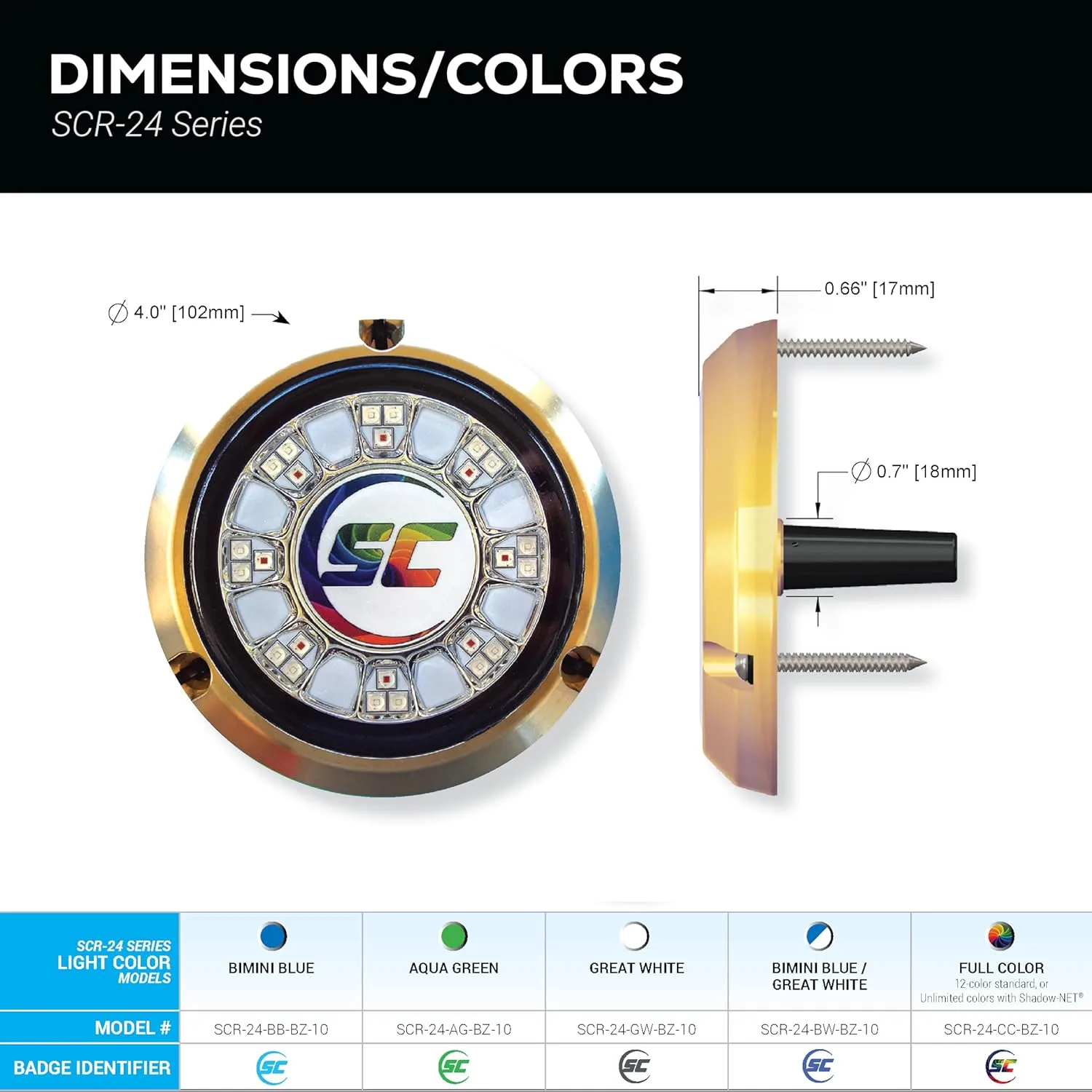SHADOW-CASTER SCR-24 90W LED Underwater Boat Light - Bronze Housing - Surface Mount