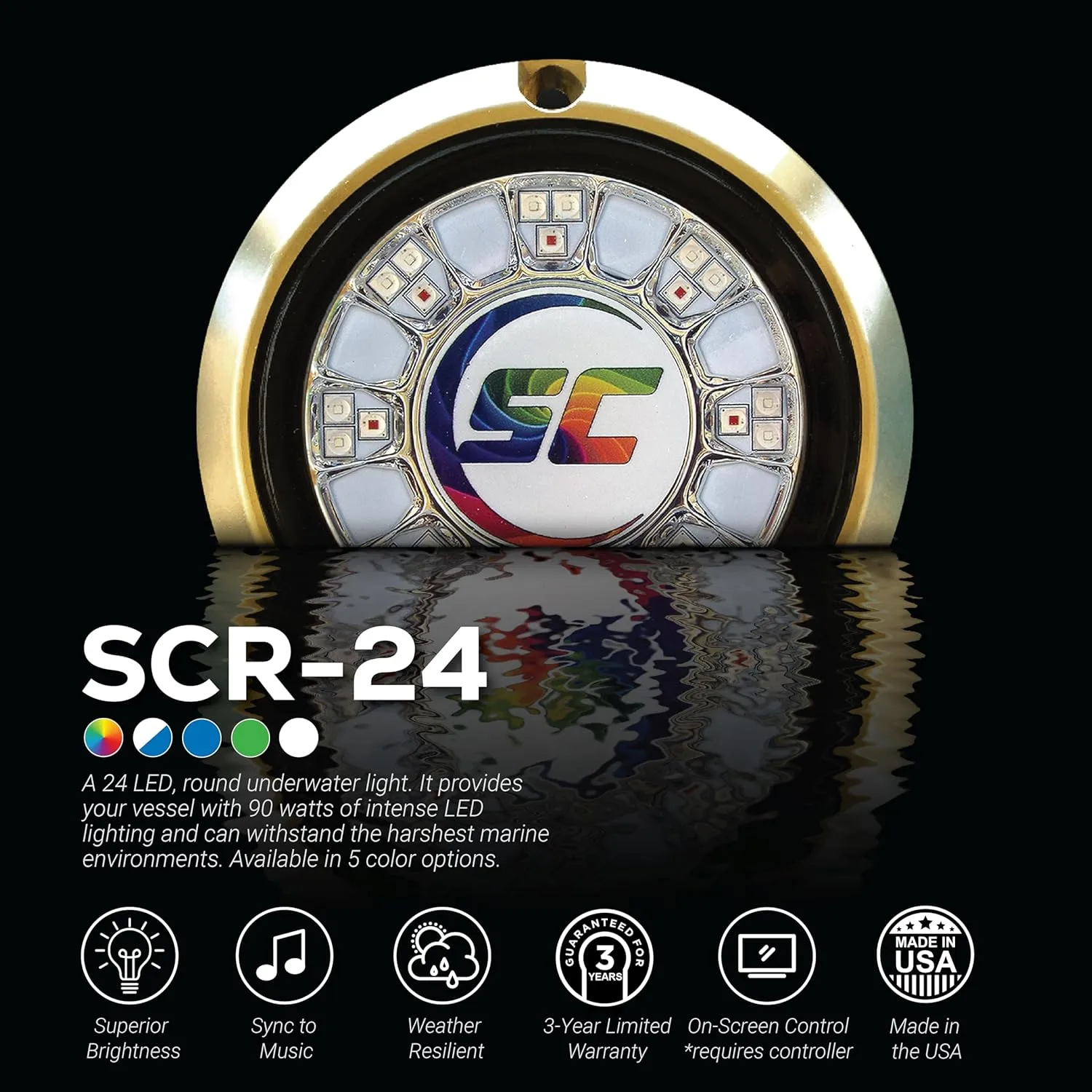 SHADOW-CASTER SCR-24 90W LED Underwater Boat Light - Bronze Housing - Surface Mount