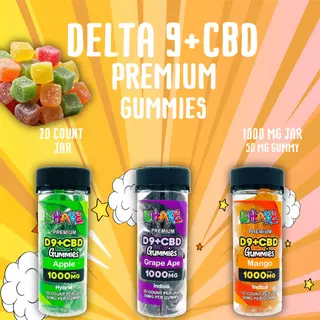 SHAKE PREMIUM D9+CBD GUMMIES | 1000MG | 20CT