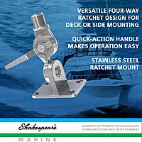 Shakespeare 4187HD Stainless Steel Heavy Duty Ratchet Mount
