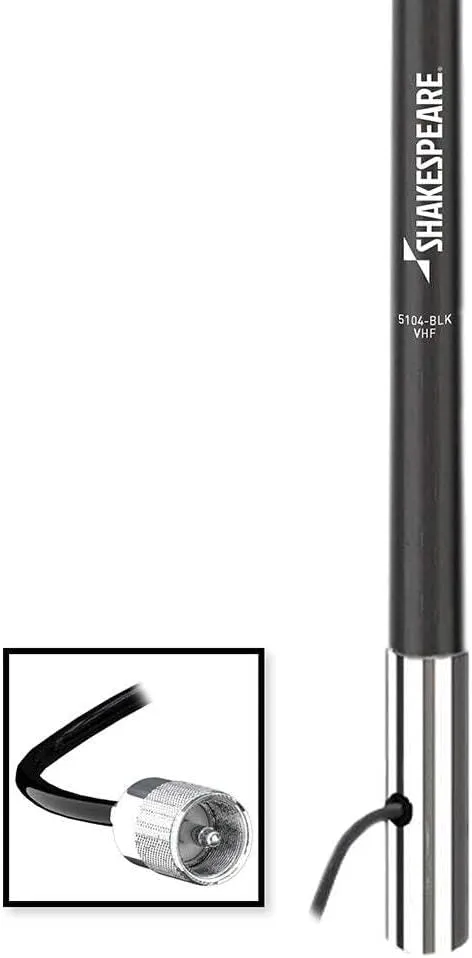 Shakespeare 5104 4’ Classic VHF Antenna w/15' RG-58 Cable - Black