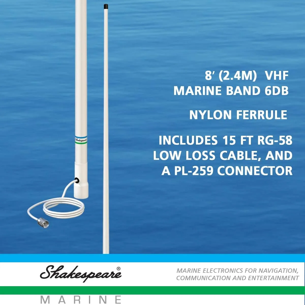 Shakespeare 5206-N White 8' Marine Antenna