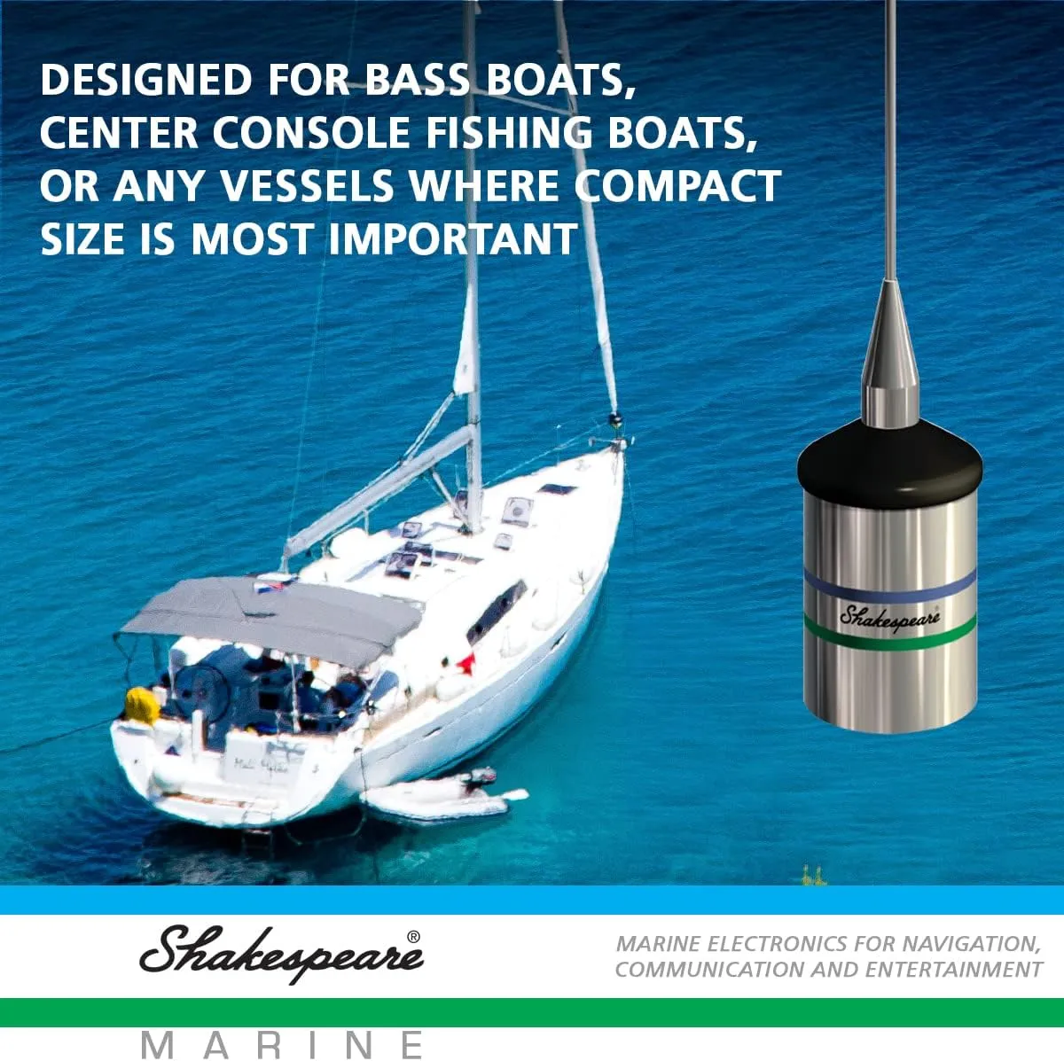 Shakespeare 5241-R Low Profile 3' VHF Marine Antenna Antenna Standard Packaging