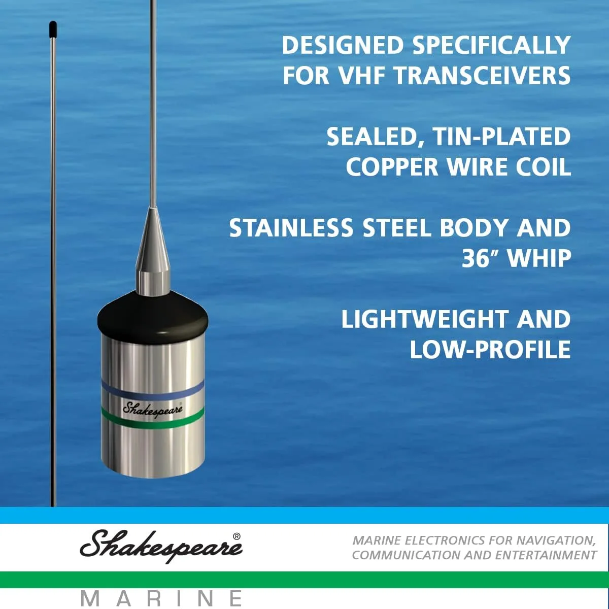 Shakespeare 5241-R Low Profile 3' VHF Marine Antenna Antenna Standard Packaging