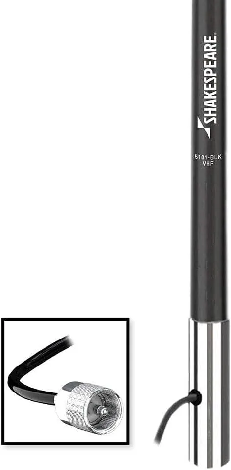 Shakespeare 5101 8’ Classic VHF Antenna w/15' RG-58 Cable - Black