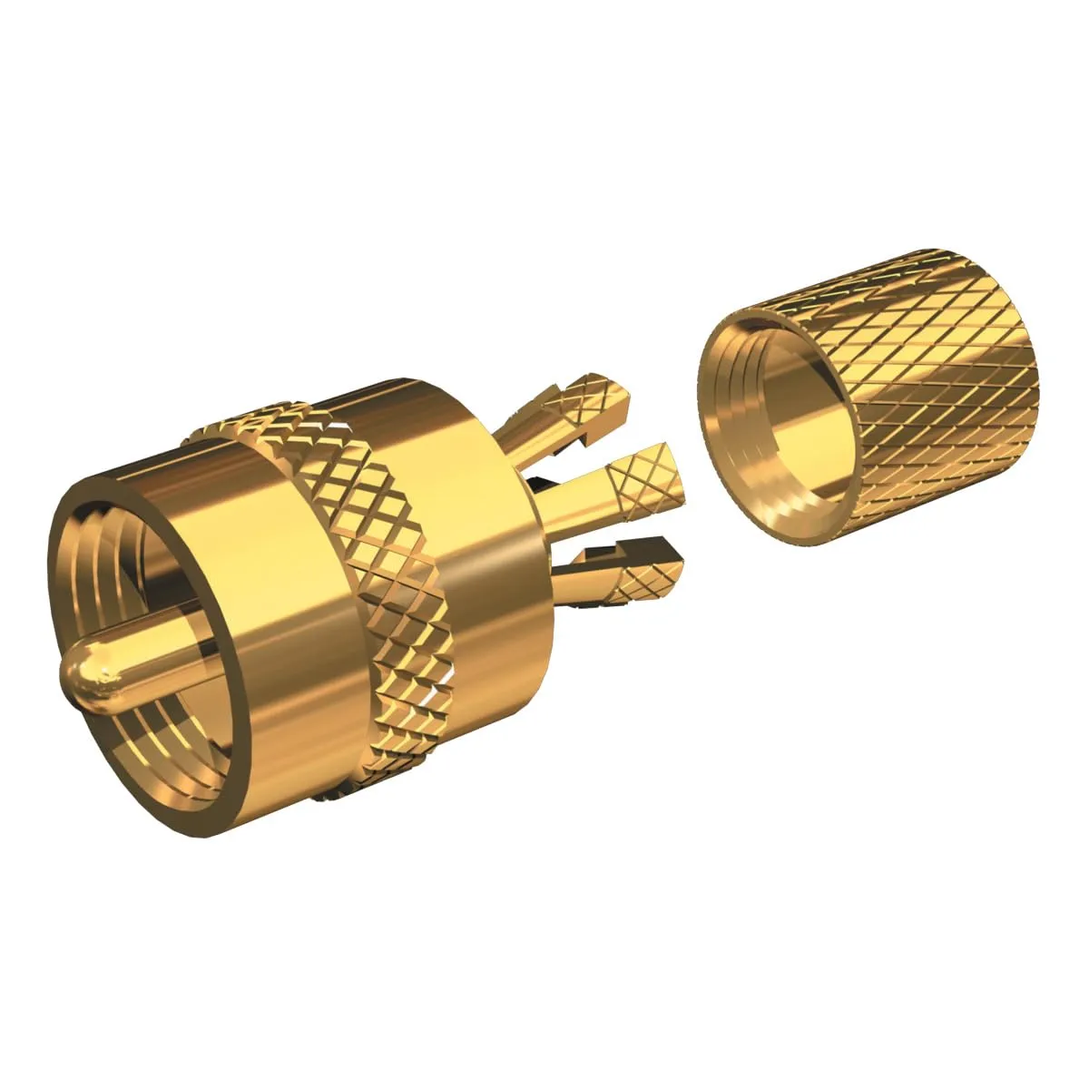 Shakespeare PL-259-CP-G - Solderless PL-259 Connector for RG-8X or RG-58/AU Coax - Gold Plated