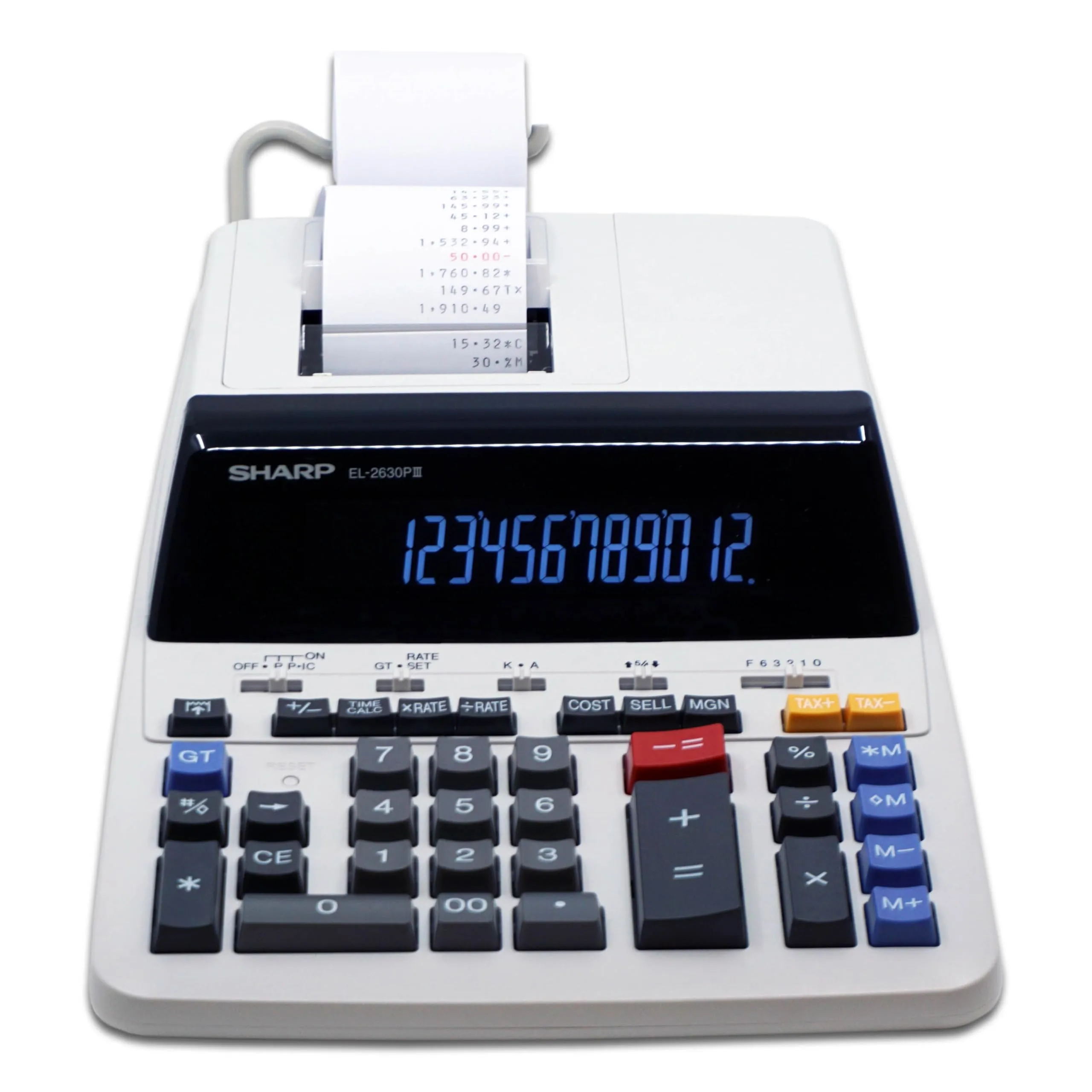 Sharp EL-2630PIII Printing Calculator, 12-Digit, Off White