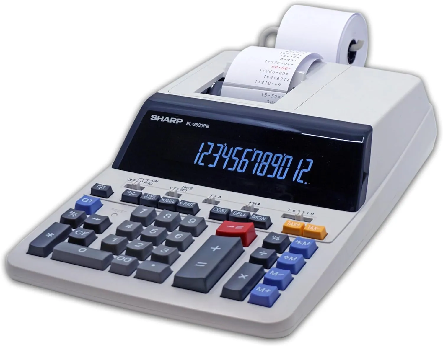 Sharp EL-2630PIII Printing Calculator, 12-Digit, Off White