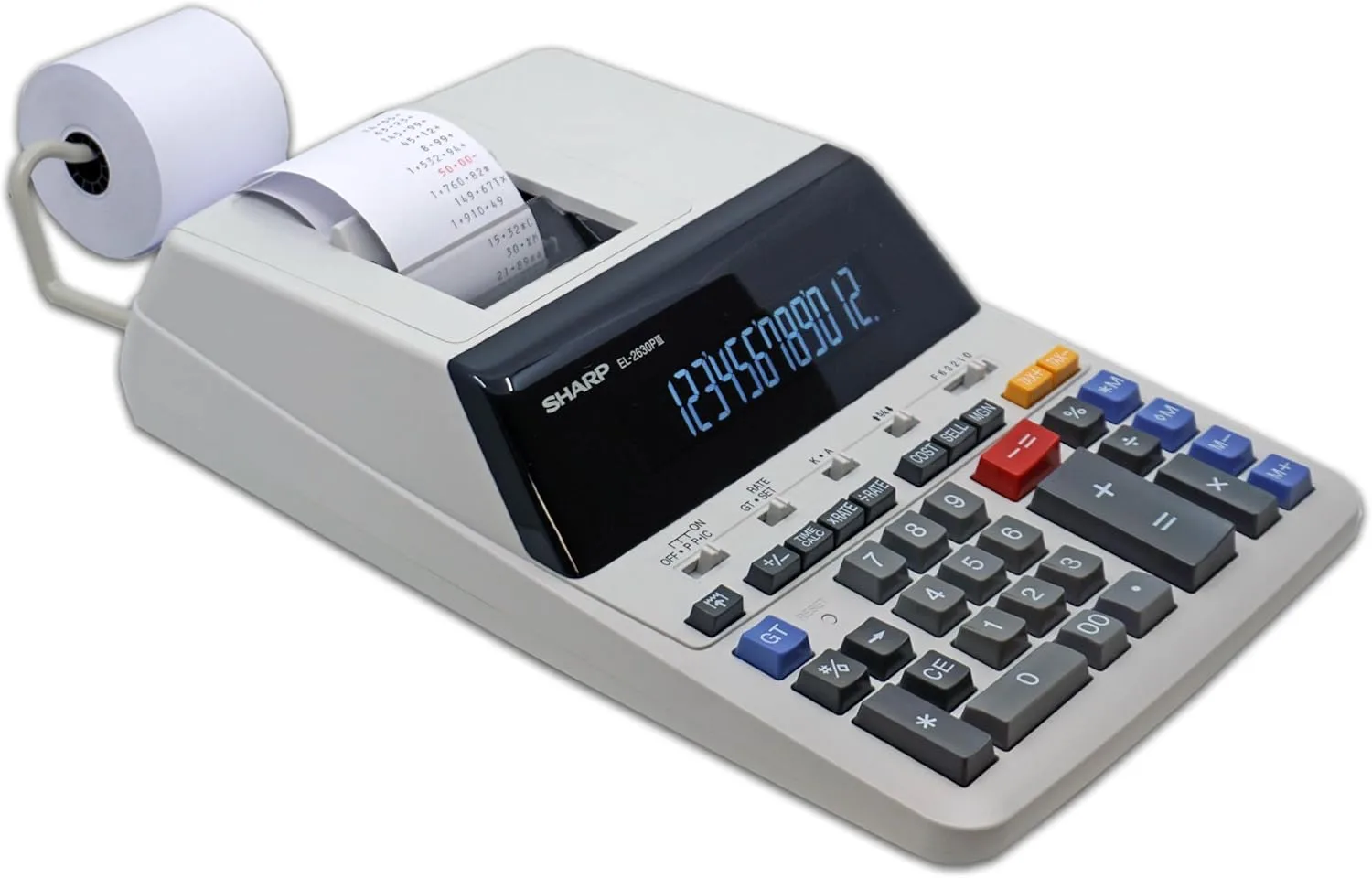 Sharp EL-2630PIII Printing Calculator, 12-Digit, Off White