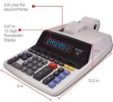 Sharp EL-2630PIII Printing Calculator, 12-Digit, Off White