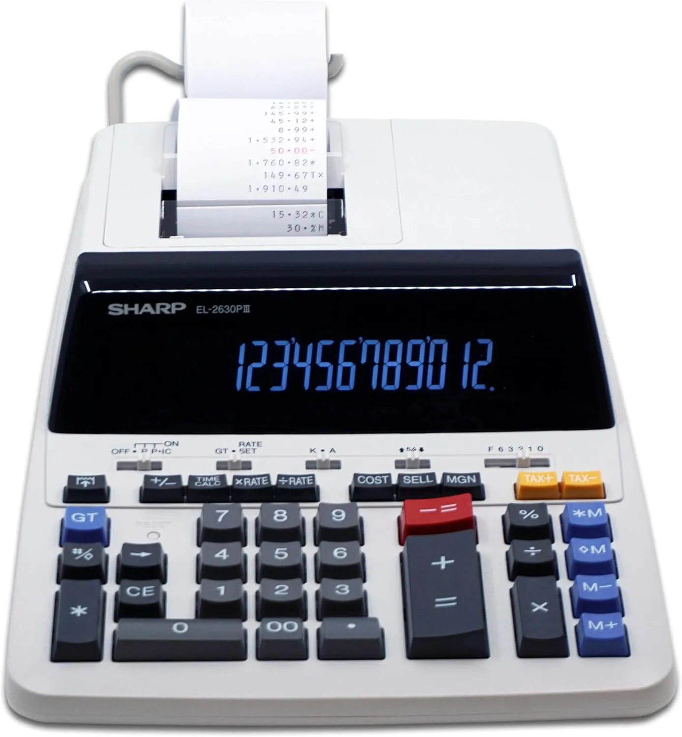 Sharp EL-2630PIII Printing Calculator, 12-Digit, Off White
