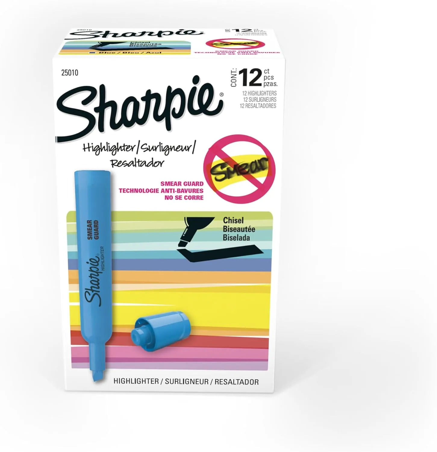 Sharpie Tank Style Highlighters, Chisel Tip, Fluorescent Blue, Box of 12