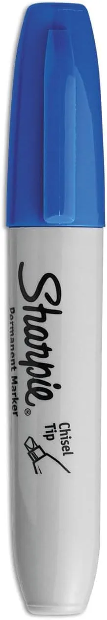 Sharpie Permanent Markers, Broad, Chisel Tip, 12-Pack, Blue (38203) Blue Broad Chisel 12 Count (Pack of 1) Markers