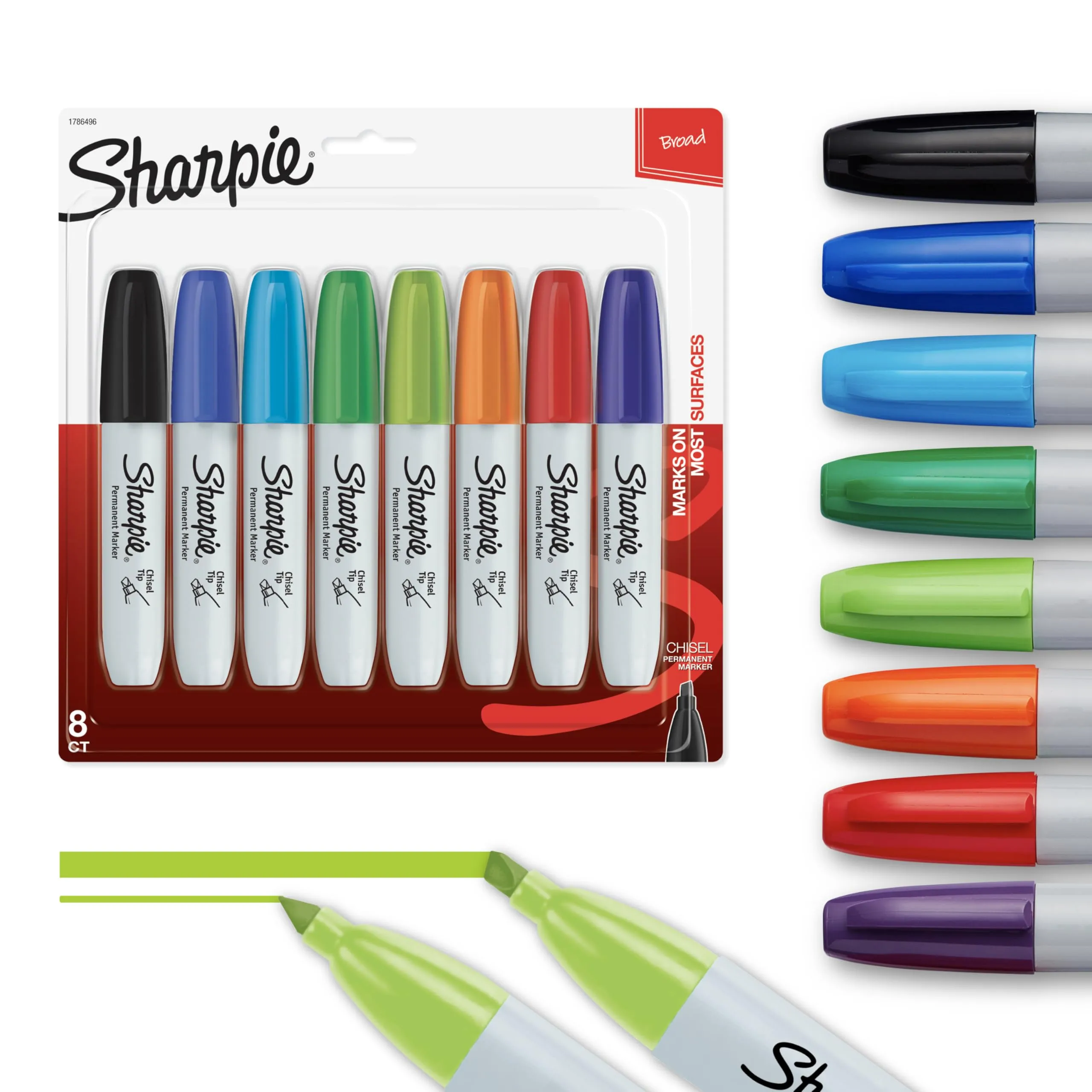 Sharpie Permanent Markers Chisel Tip Marker Set Poster Markers For Wood Plastic And More Assorted Colors 8 Count 8ct - Assorted Chisel Markers