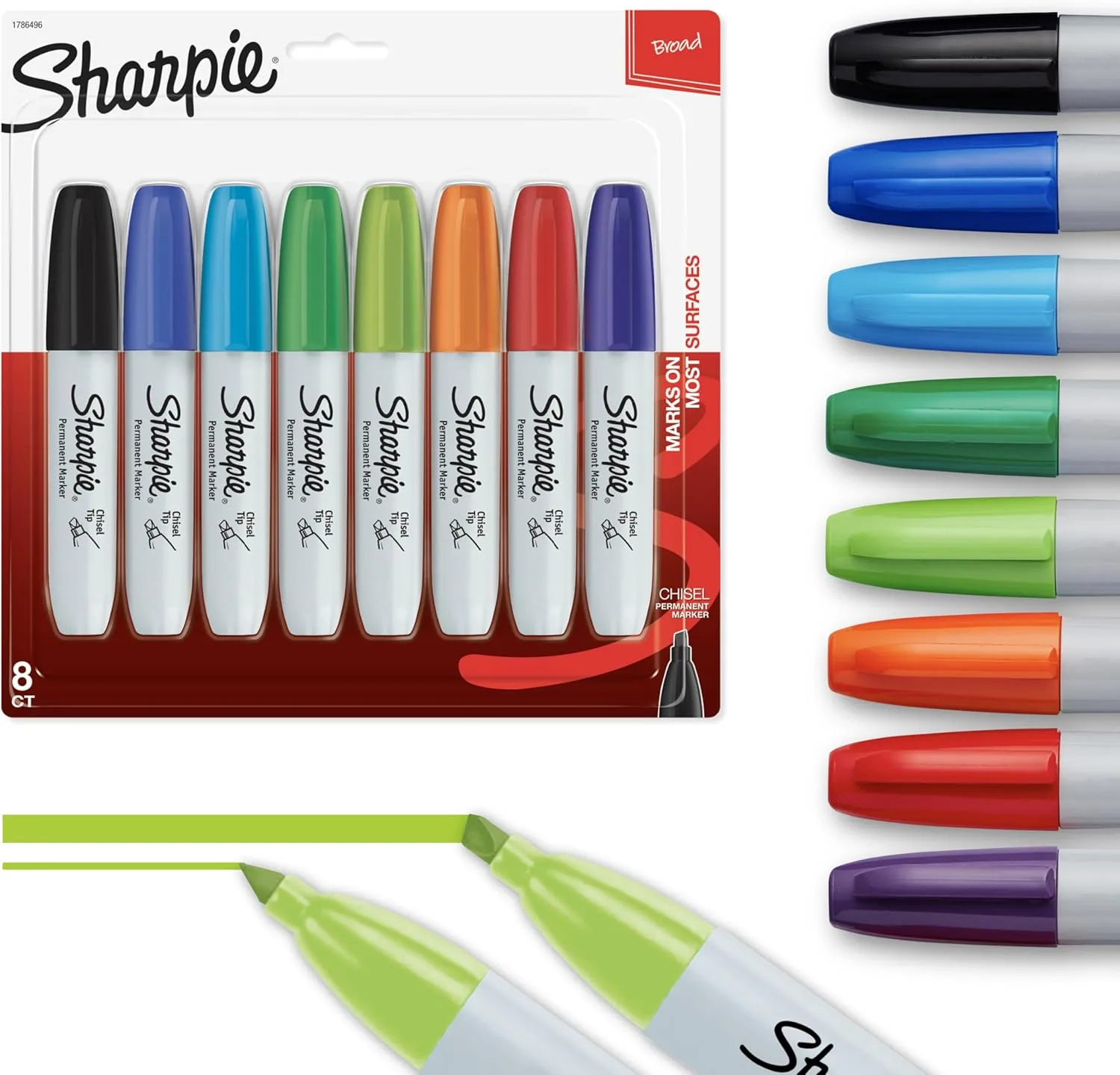 Sharpie Permanent Markers Chisel Tip Marker Set Poster Markers For Wood Plastic And More Assorted Colors 8 Count 8ct - Assorted Chisel Markers